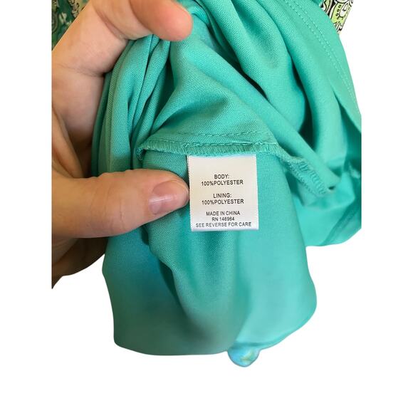 Robbie Bee Y2K Bandana Handkerchief Aqua Teal Blue Sleeveless Midi Dress | 10 - Picture 5 of 6